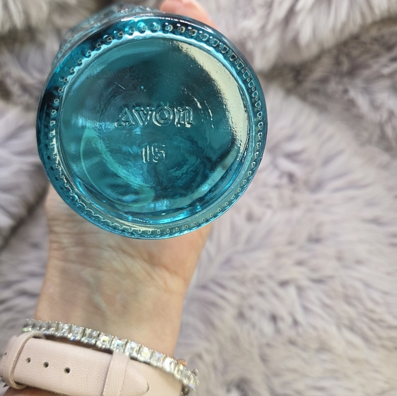 Avon Teal Glass Decanter Moon and Stars Collection - Picture 2 of 6